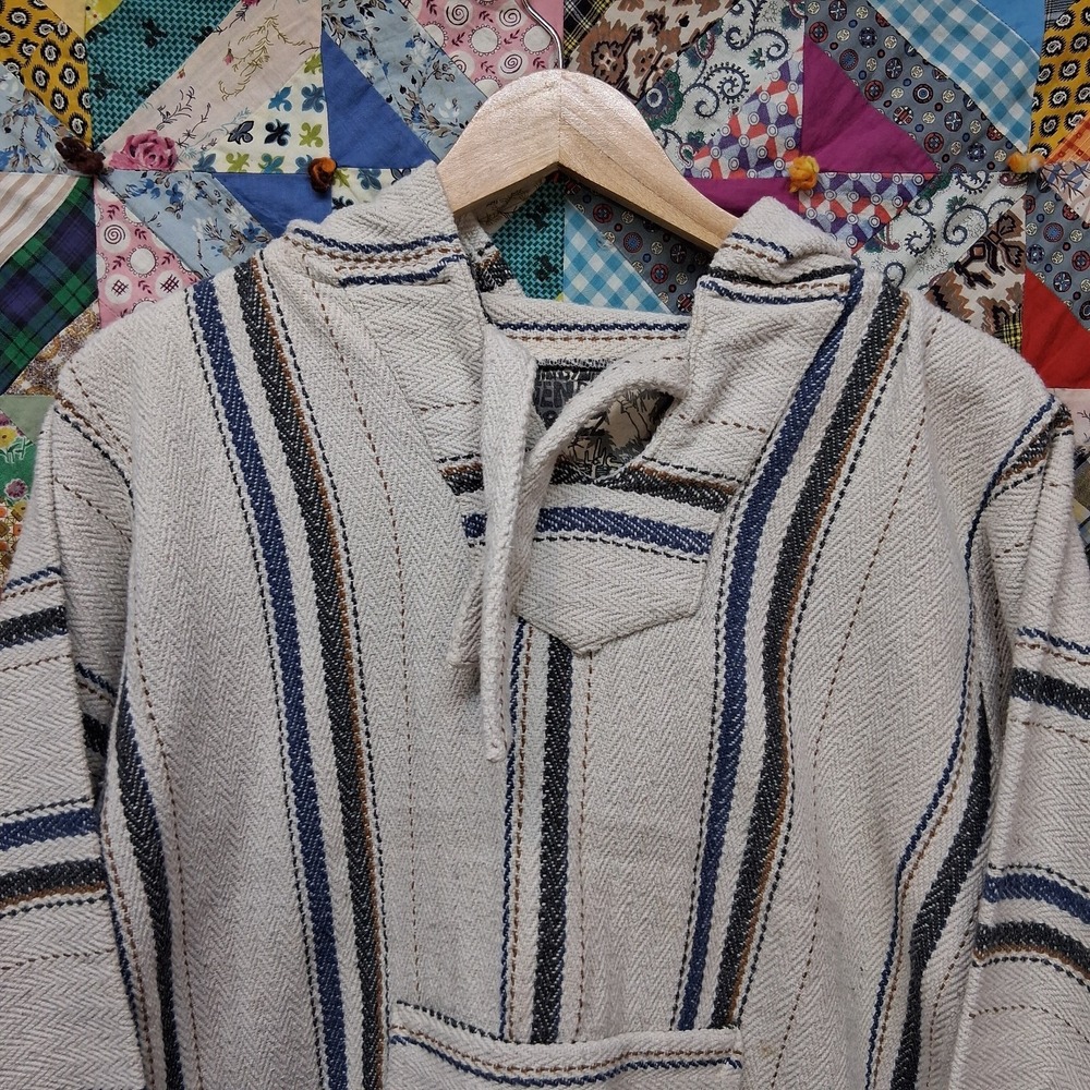 Original Senor Lopez Baja Hoodie Size Medium Striped Mexican Jerga Style - Picture 2 of 10